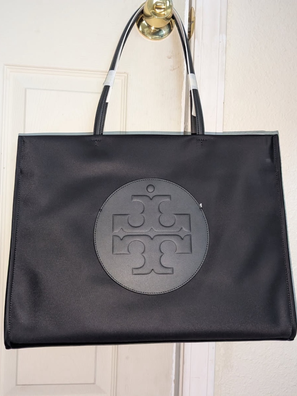 XL Tory Burch Black Embossed Logo Tote